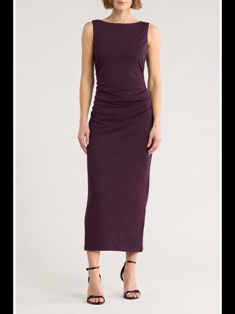 WAYF Ruched Sleeveless Maxi Dress Burgundy Small